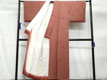 平和屋着物■上質な色無地　七宝地紋　浅蘇芳色　正絹　逸品　CABF6856fb