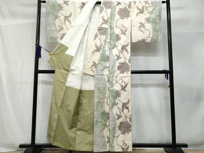 平和屋着物■上質な紬　枝葉唐草文　正絹　逸品　CABF6839fb