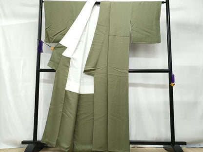 平和屋着物■上質な色無地　老竹色　正絹　逸品　未使用　CABF6855fb