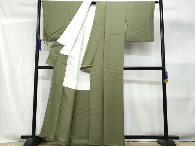 平和屋着物■上質な色無地　老竹色　正絹　逸品　未使用　CABF6855fb