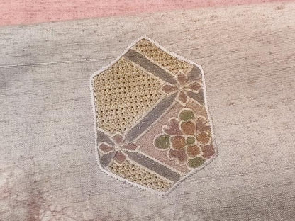平和屋着物■中国三大刺繍　スワトウ刺繍　訪問着　紬地　亀甲花文　金彩　正絹　逸品　CABF6840fb