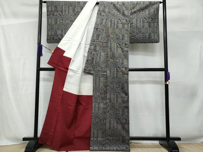 平和屋着物■上質な紬　吉祥花文　正絹　逸品　CABF6831fb