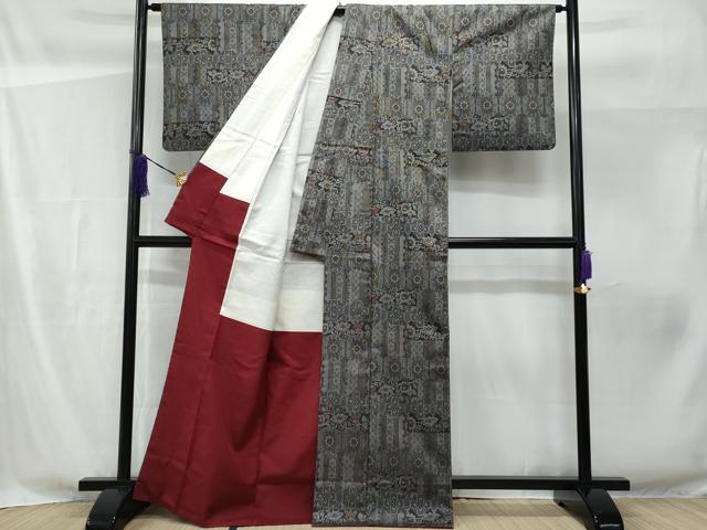 平和屋着物■上質な紬　吉祥花文　正絹　逸品　CABF6831fb