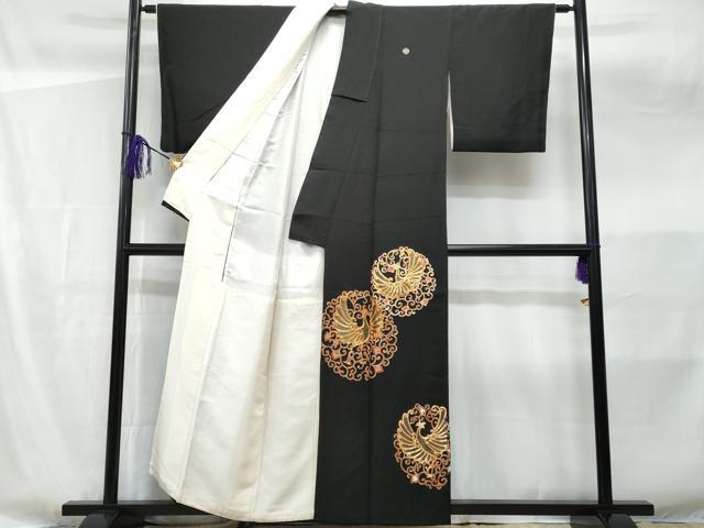 平和屋着物■豪華黒留袖 駒刺繍 鳳凰唐草文 金彩 正絹 逸品 CABF6848fb