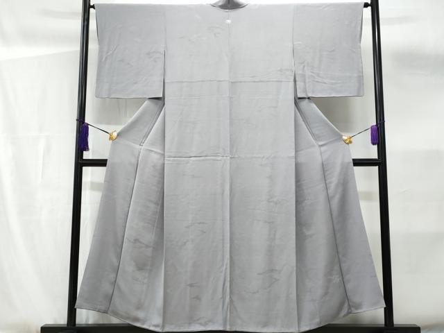 平和屋着物■上質な色無地　霞地紋　暁鼠色　正絹　逸品　CABF6857fb