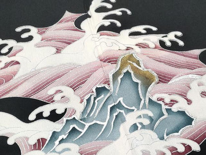 平和屋着物■豪華黒留袖　駒刺繍　立波文　銀彩　正絹　逸品　CABF6830fb