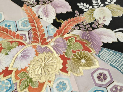 平和屋着物■豪華黒留袖 刺繍 桐 金銀彩 正絹 逸品 CABF6828fb