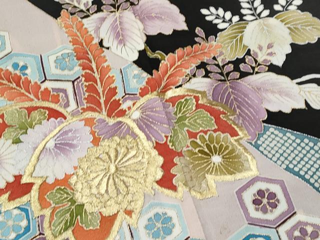 平和屋着物■豪華黒留袖 刺繍 桐 金銀彩 正絹 逸品 CABF6828fb