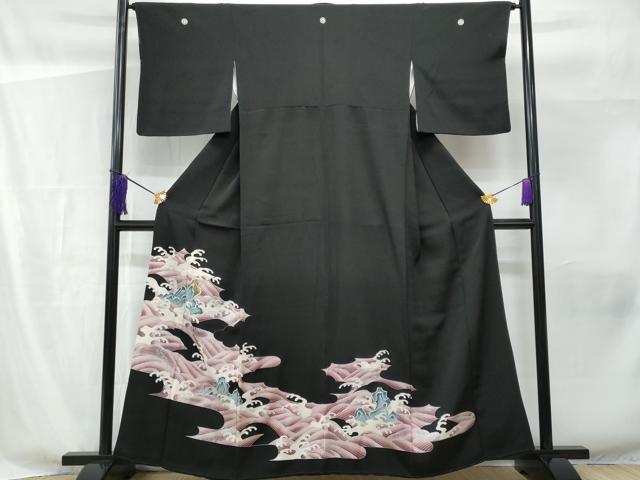 平和屋着物■豪華黒留袖　駒刺繍　立波文　銀彩　正絹　逸品　CABF6830fb
