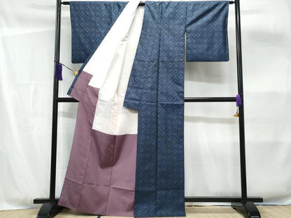 平和屋着物■本場村山大島紬　幾何学文　正絹　逸品　CABF6866fb
