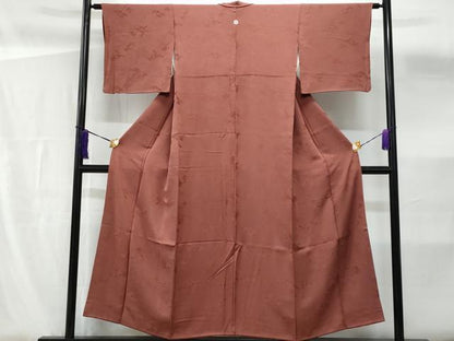 平和屋着物■上質な色無地　七宝地紋　浅蘇芳色　正絹　逸品　CABF6856fb