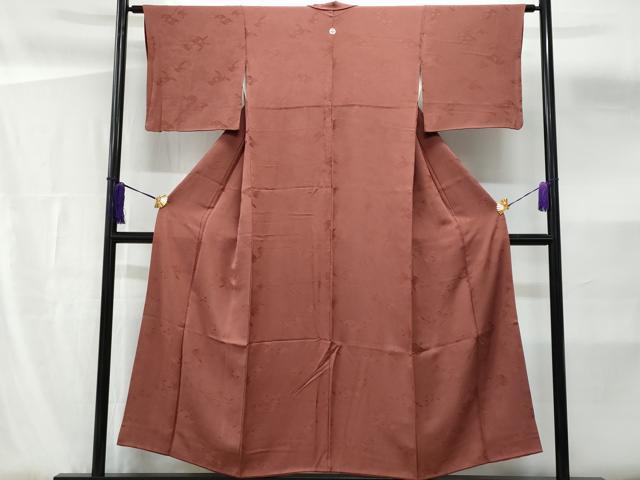 平和屋着物■上質な色無地　七宝地紋　浅蘇芳色　正絹　逸品　CABF6856fb