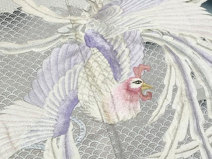 平和屋着物■豪華黒留袖　刺繍　鳳凰　銀彩　正絹　逸品　CABF6844fb