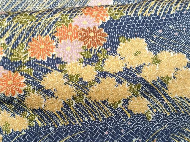 平和屋着物■上質な小紋 横段草花文 金彩 正絹 逸品 CABF6873fb