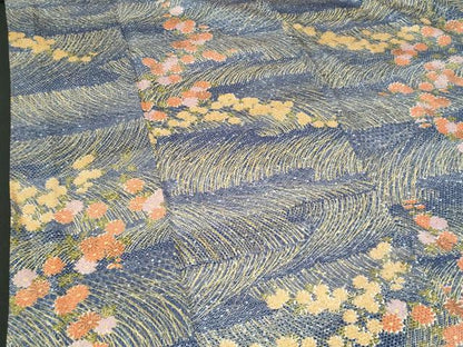 平和屋着物■上質な小紋 横段草花文 金彩 正絹 逸品 CABF6873fb