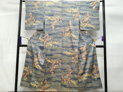 平和屋着物■上質な小紋 横段草花文 金彩 正絹 逸品 CABF6873fb