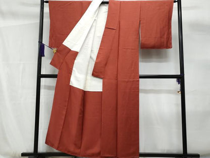 平和屋着物■上質な色無地 吉祥花地紋 蘇芳色 正絹 逸品 未使用 CABF6885fb