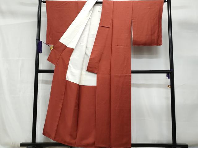 平和屋着物■上質な色無地 吉祥花地紋 蘇芳色 正絹 逸品 未使用 CABF6885fb