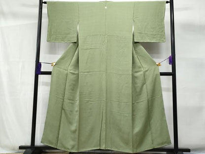 平和屋着物■上質な色無地　桐地紋　松葉色　正絹　逸品　未使用　CABF6886fb