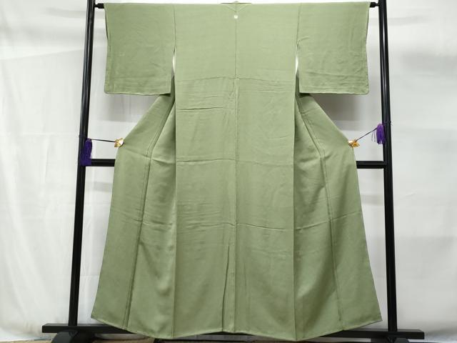 平和屋着物■上質な色無地　桐地紋　松葉色　正絹　逸品　未使用　CABF6886fb