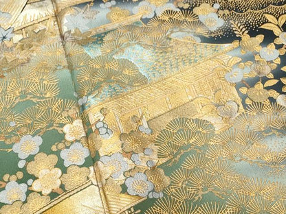 平和屋着物■豪華黒留袖 風景花文 暈し染め 金銀彩 正絹 逸品 CABF6875fb