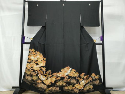 平和屋着物■豪華黒留袖 駒刺繍 飛鶴藤花房 金彩 正絹 逸品 CABF6878fb