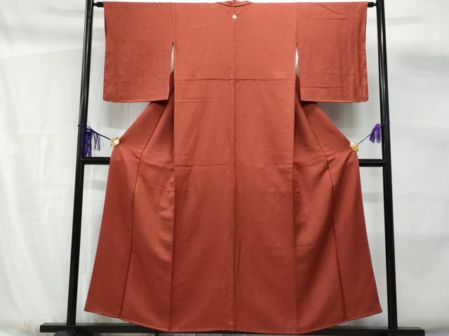 平和屋着物■上質な色無地 吉祥花地紋 蘇芳色 正絹 逸品 未使用 CABF6885fb