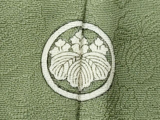 平和屋着物■上質な色無地　桐地紋　松葉色　正絹　逸品　未使用　CABF6886fb