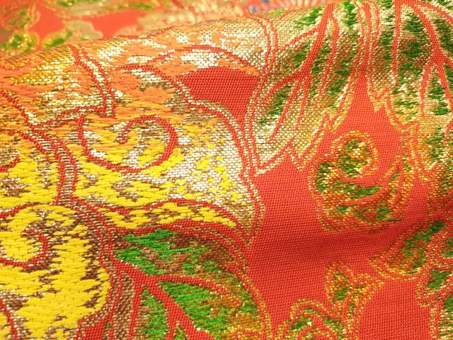 平和屋着物●六通柄　本袋帯　大牡丹印金　龍村平蔵柄　金糸　正絹　逸品　DABE1744op