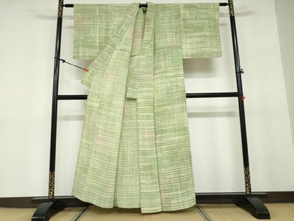 平和屋着物▽上質な小紋　単衣　霞文　鬼しぼ縮緬　正絹　逸品　DABD9665ud