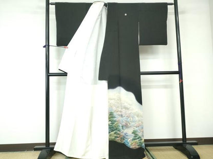 平和屋着物■豪華黒留袖 作家物 手描き 風景樹林文 暈し染め 正絹 逸品 DABE8662qa