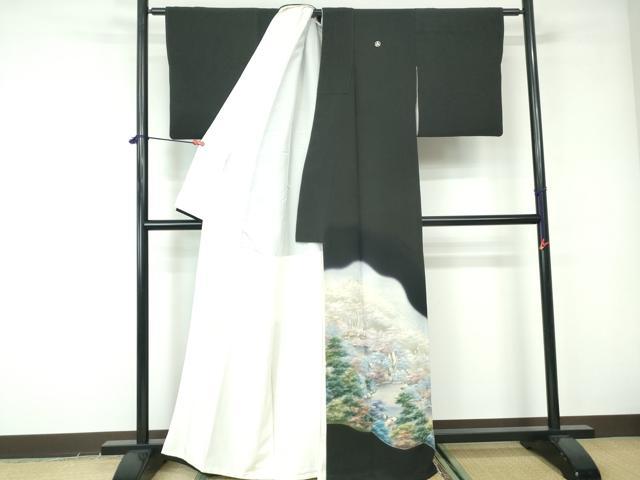 平和屋着物■豪華黒留袖 作家物 手描き 風景樹林文 暈し染め 正絹 逸品 DABE8662qa