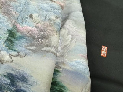 平和屋着物■豪華黒留袖 作家物 手描き 風景樹林文 暈し染め 正絹 逸品 DABE8662qa