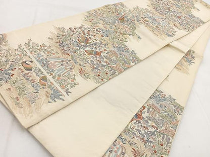 平和屋着物◎六通柄袋帯 更紗の楽園 金糸 正絹 逸品 BAAW8881yc