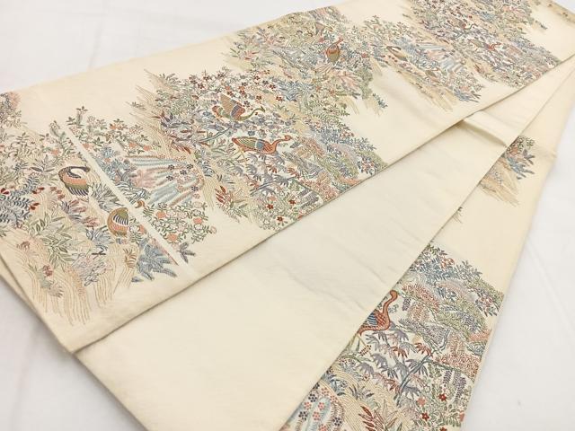 平和屋着物◎六通柄袋帯 更紗の楽園 金糸 正絹 逸品 BAAW8881yc