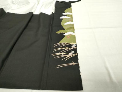 平和屋着物■豪華黒留袖 駒刺繍 扇面花文 金彩 正絹 逸品 DABE7732cd