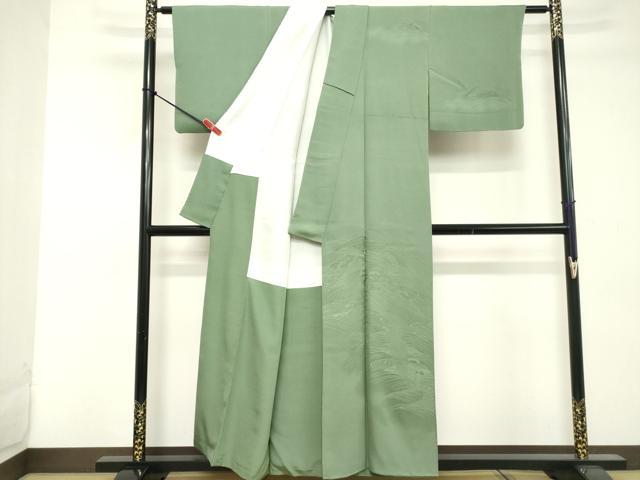 平和屋着物■無地絵羽訪問着 立波地紋 柳茶色 正絹 逸品 DABE7755cd