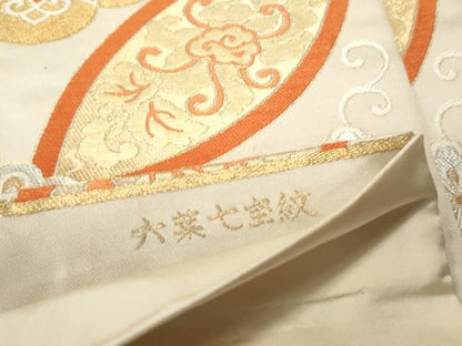 平和屋着物◎六通柄袋帯　六葉七宝紋　金銀糸　正絹　逸品　DABE8796qa