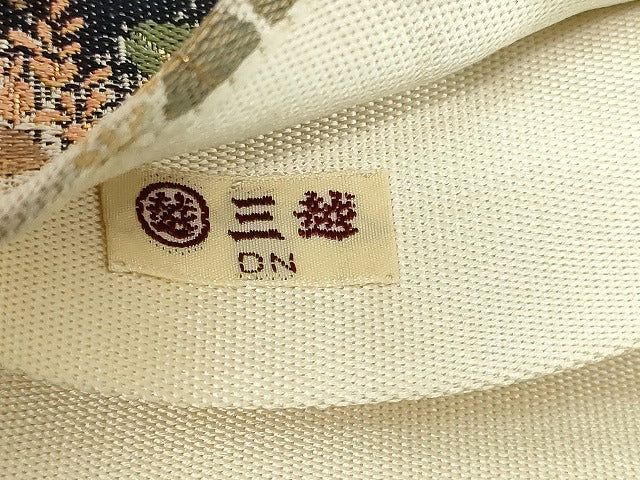 平和屋本店▼六通柄袋帯　草花文　本金箔　三越扱い　正絹　24ｋ　逸品　DABE9128sf