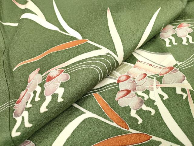 平和屋着物●訪問着　刺繍　人物風景文　松坂屋扱い　正絹　逸品　未使用　DABD5958fe