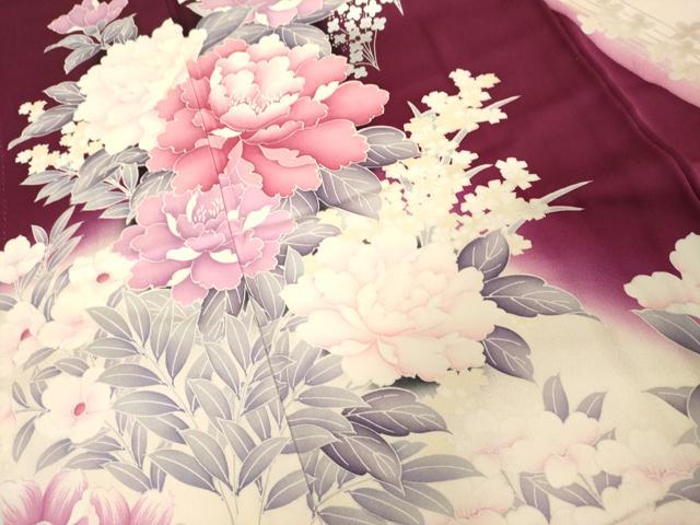 平和屋着物●豪華振袖　草花文　暈し染め　金彩　銀通し地　仮絵羽　逸品　未使用　DABB0373ud 平和屋着物○豪華振袖 草花文 暈し染め 金彩 正絹 逸品 AABG8542ph