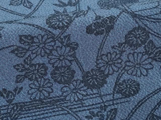 平和屋着物■上質な小紋 藍 型染め 草花文 正絹 逸品 DABE7784cd