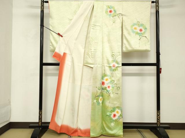 平和屋着物●訪問着　手描き　枝花文　暈し染め　正絹　逸品　AABH8967cs 平和屋着物○訪問着 手描き 枝花文 暈し染め 正絹 逸品 AABH8967cs