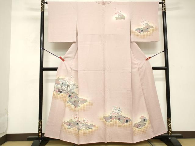 平和屋着物■訪問着 人物風景文 暈し染め 正絹 逸品 DABE7781cd