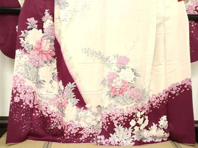 平和屋着物□豪華振袖 草花文 暈し染め 銀彩 正絹 逸品 DABE7774cd