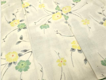 平和屋着物■上質な紬　枝花文　正絹　逸品　DABE7808cd