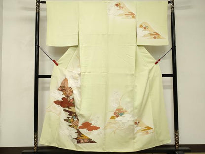 平和屋着物■訪問着　駒刺繍　鼓　暈し染め　金彩　正絹　逸品　DABE7804cd