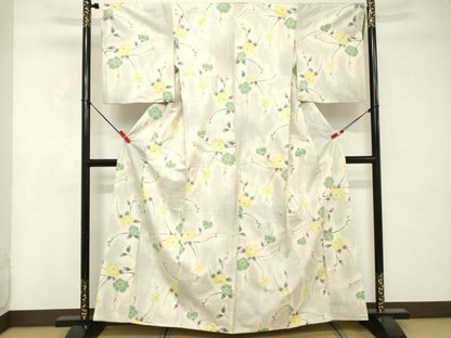 平和屋着物■上質な紬　枝花文　正絹　逸品　DABE7808cd