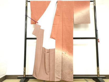 平和屋着物■訪問着　刺繍　草葉文　暈し染め　金彩　正絹　逸品　DABE7812cd
