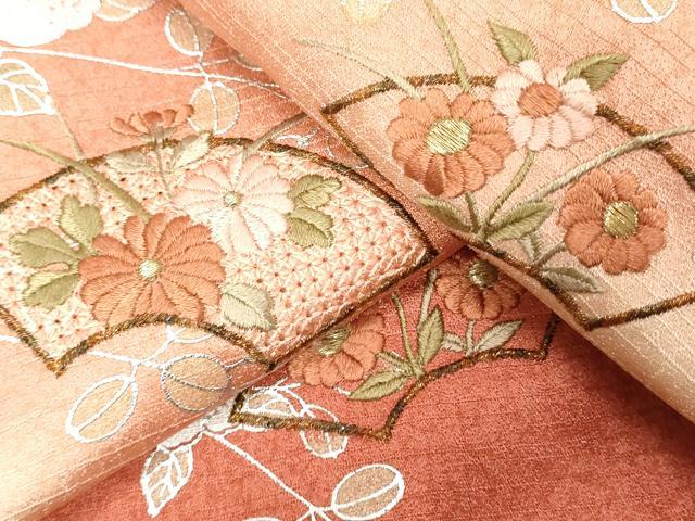 平和屋着物■中国三大刺繍　スワトウ刺繍　汕頭刺繍　訪問着　地紙草花文　銀彩　正絹　逸品　DABE7811cd